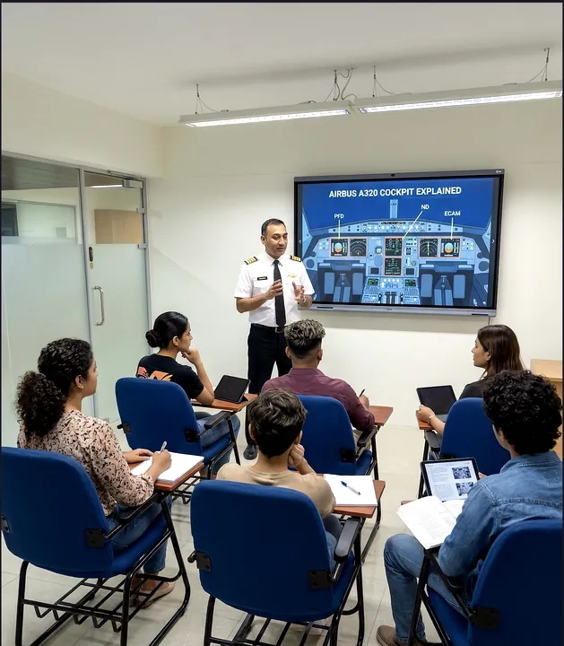 Gp Capt Saideep Lall teaching a ground school class
